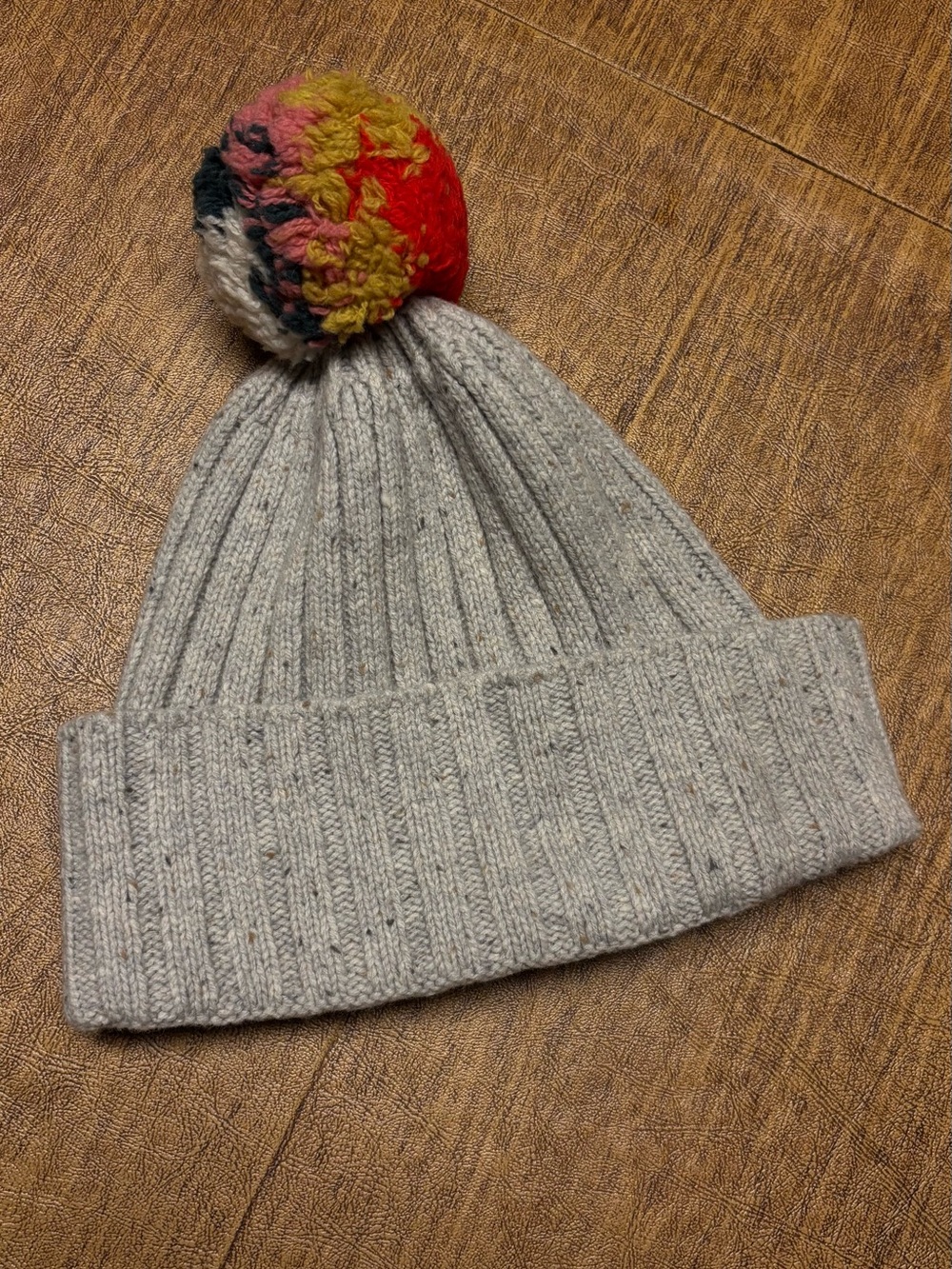 Madewell Ribbed Beanie with Multi-Color Pom - Picture 4 of 7
